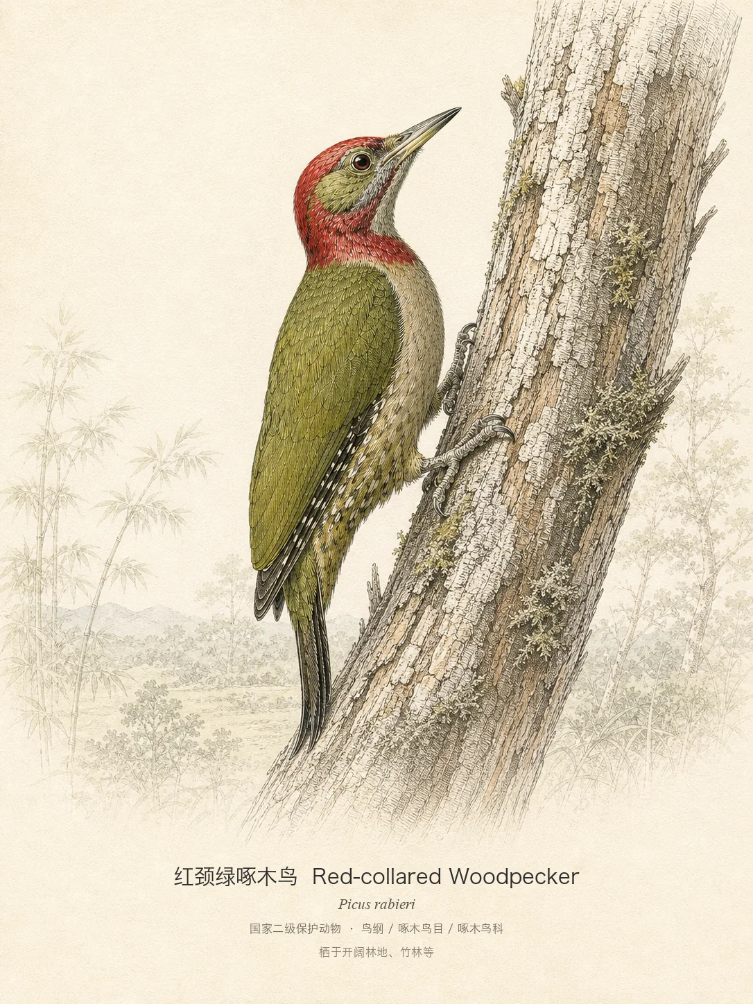 红颈绿啄木鸟