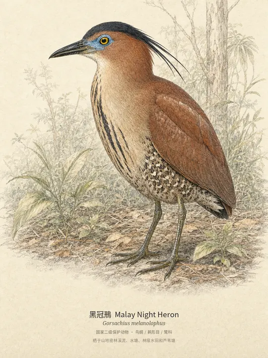黑冠鳽