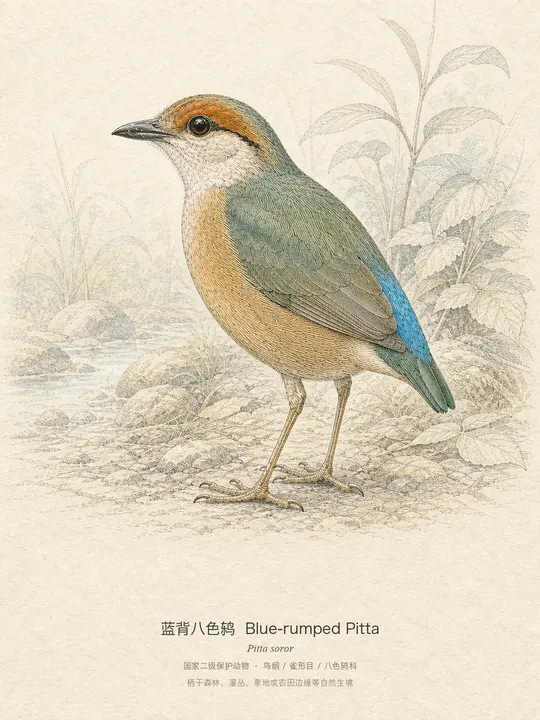 蓝背八色鸫